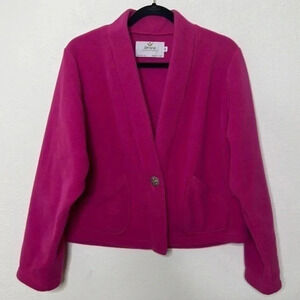 Janska pink polartec warm cardigan sweater jacket size Medium